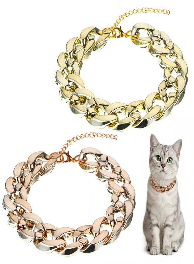 Larrel 2 Pcs Cat Chain Collar, Adjustable Lightweight PET Chain for Cat Exquisite Pet Stylish Decorative Accessory for Small Cats Dogs(Gold, Rose Gold) - Image 1